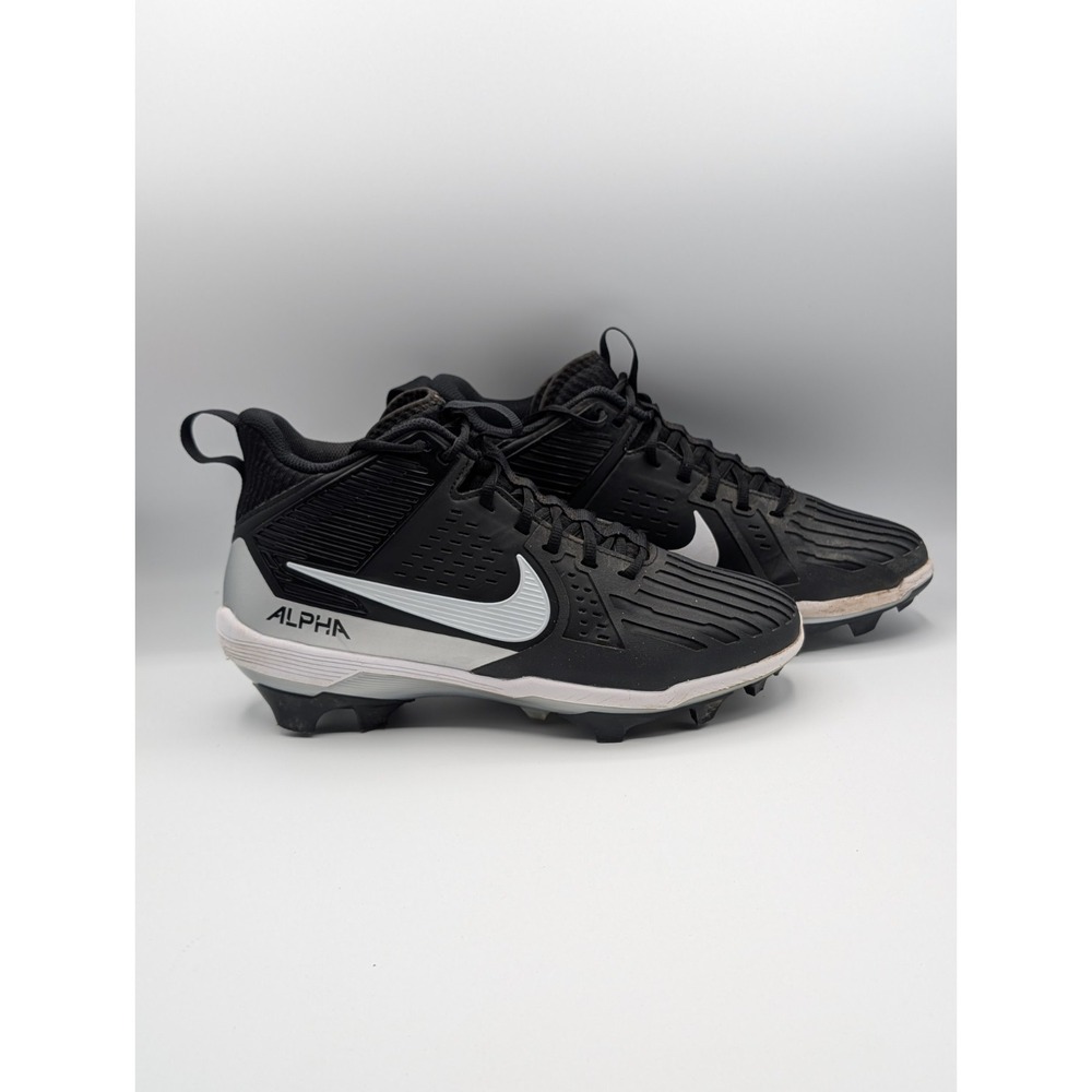 Nike Alpha Menace Strong Football Cleats II5139-010 Black Silver‎ Men's Size 9.5